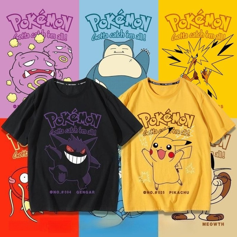Street Fashion In Japan - Pokémon Pikachu Gengar Magikarp T-shirt Cotton