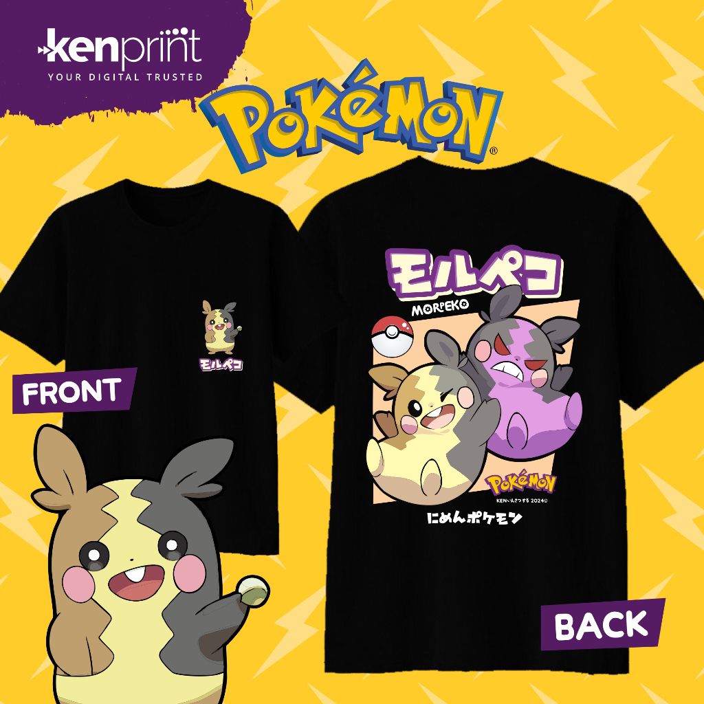 Street Fashion In Japan - Anime Pokémon Morpeko Printed Cotton T-shirt