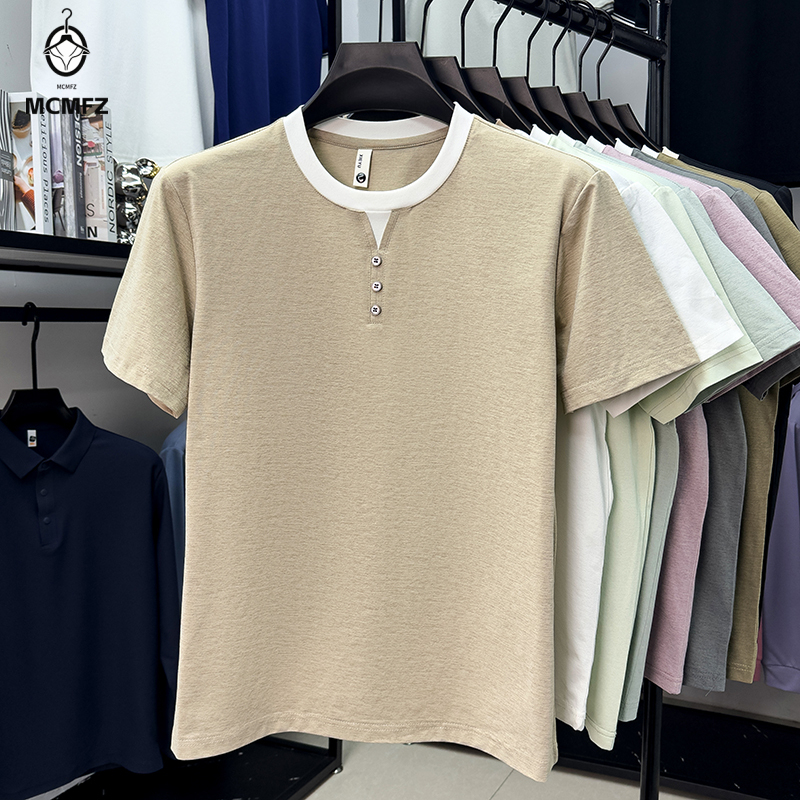Street Fashion For Man - Men Casual Short Sleeve Henley T