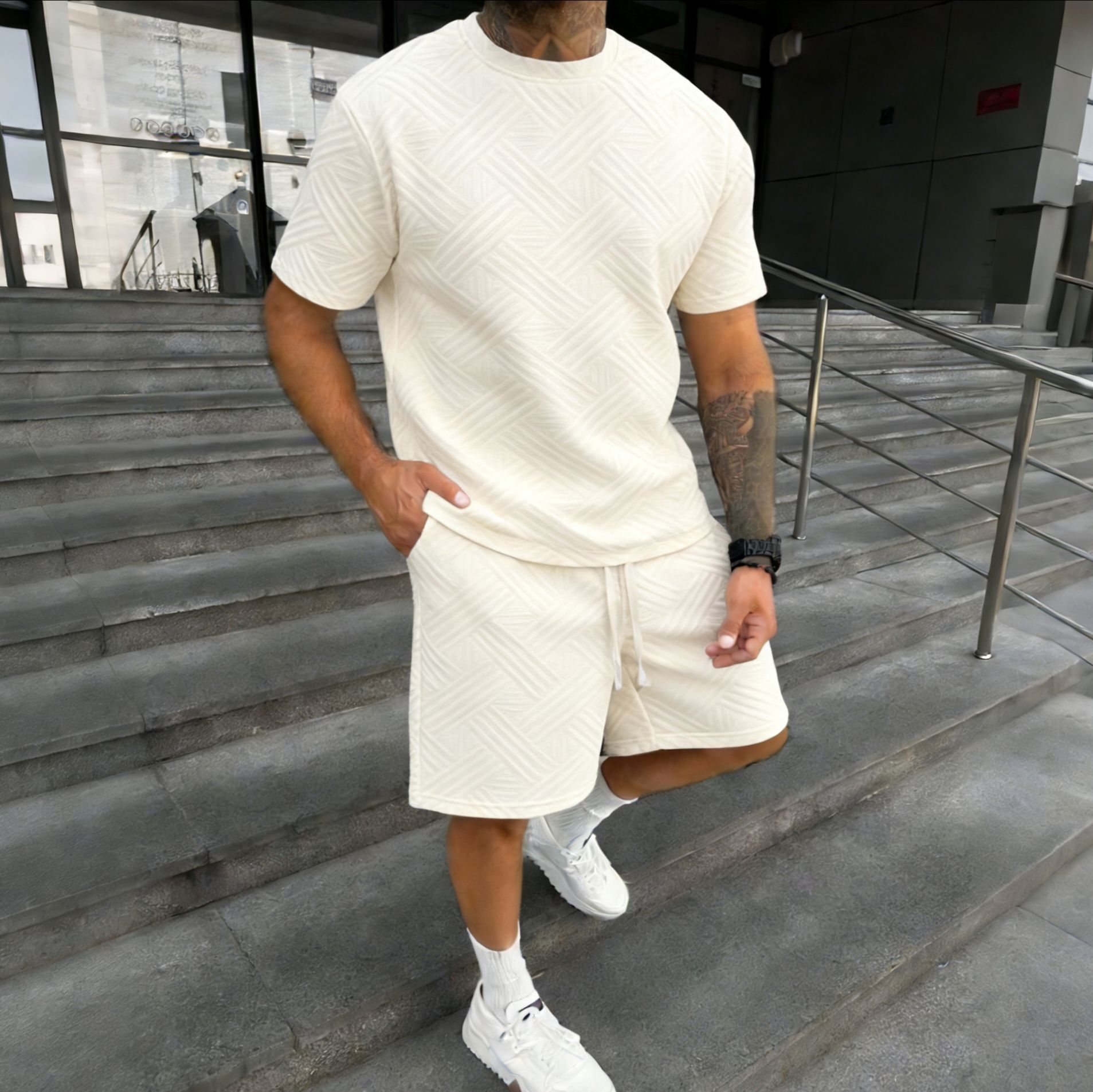 New men's summer jacquard shor – Street Fashion For Man Bewertung und Preis
