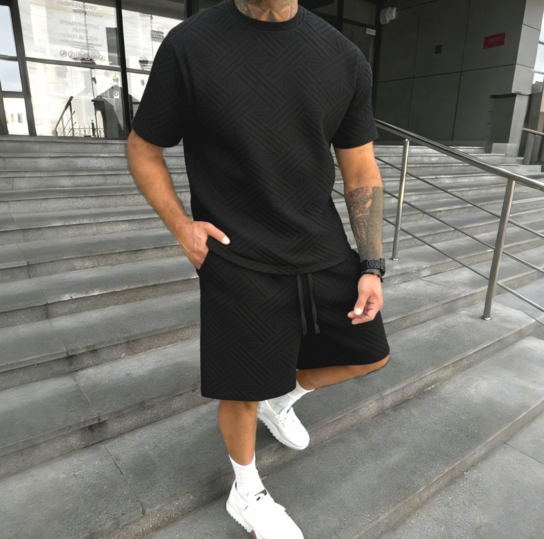 New men's summer jacquard shor – Street Fashion For Man Bewertung und Preis