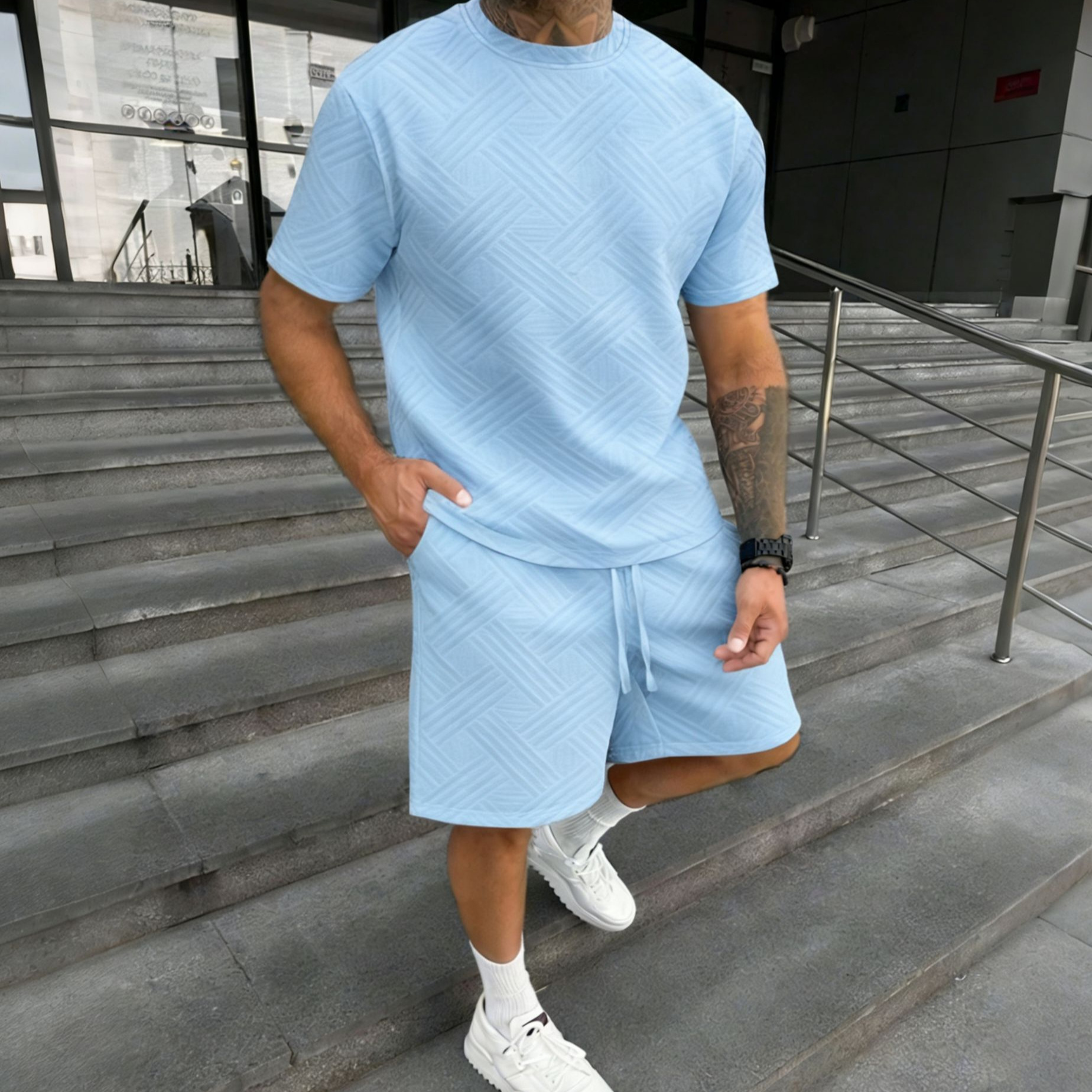 New men's summer jacquard shor – Street Fashion For Man Bewertung und Preis