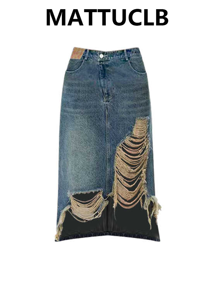 Women 2000s Midi Skirt Ripped  – Street Fashion Korean Bewertung und Preis