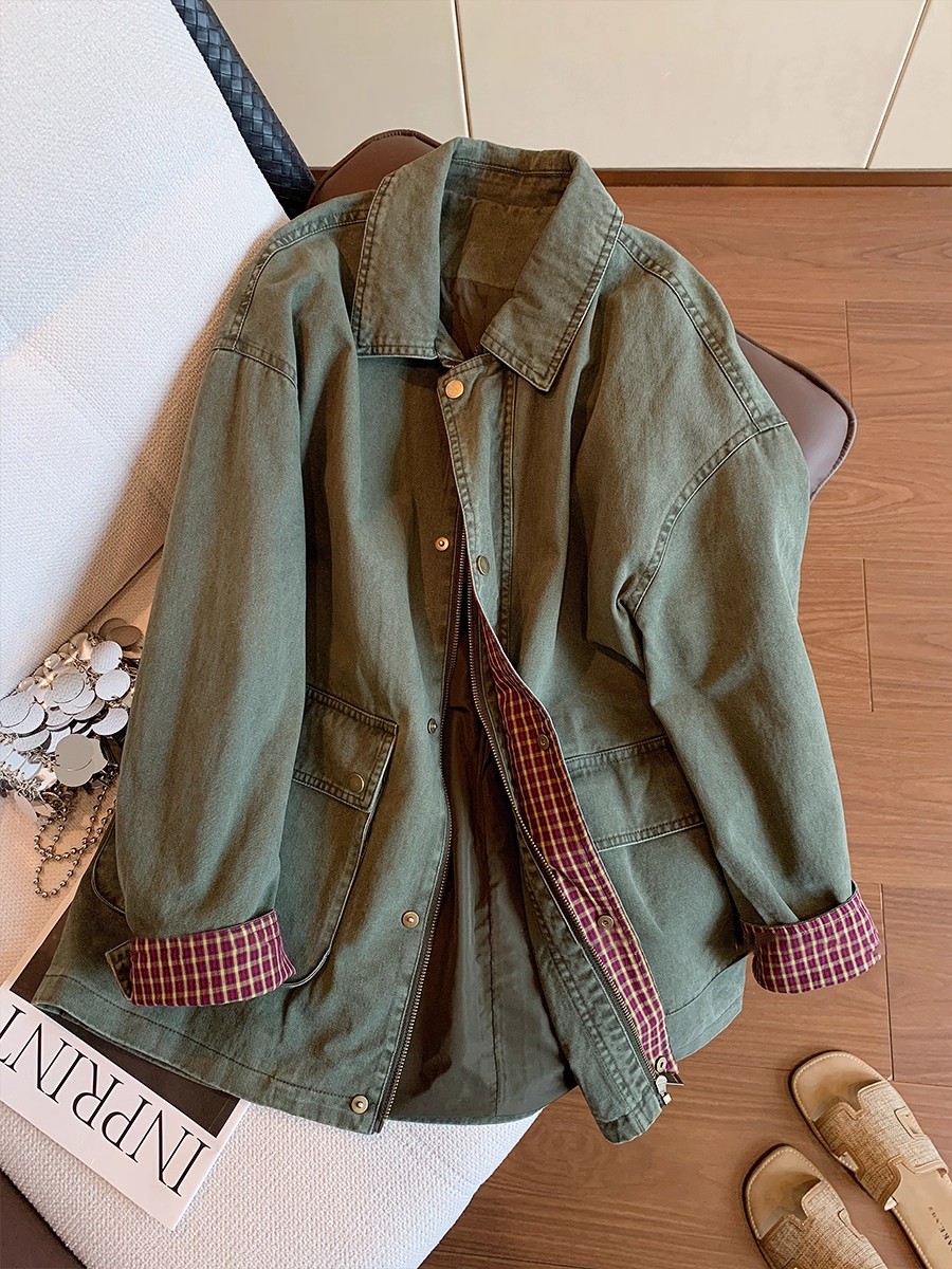 Vintage Army Green Denim Jacke – Street Fashion Hong Kong Bewertung und Preis