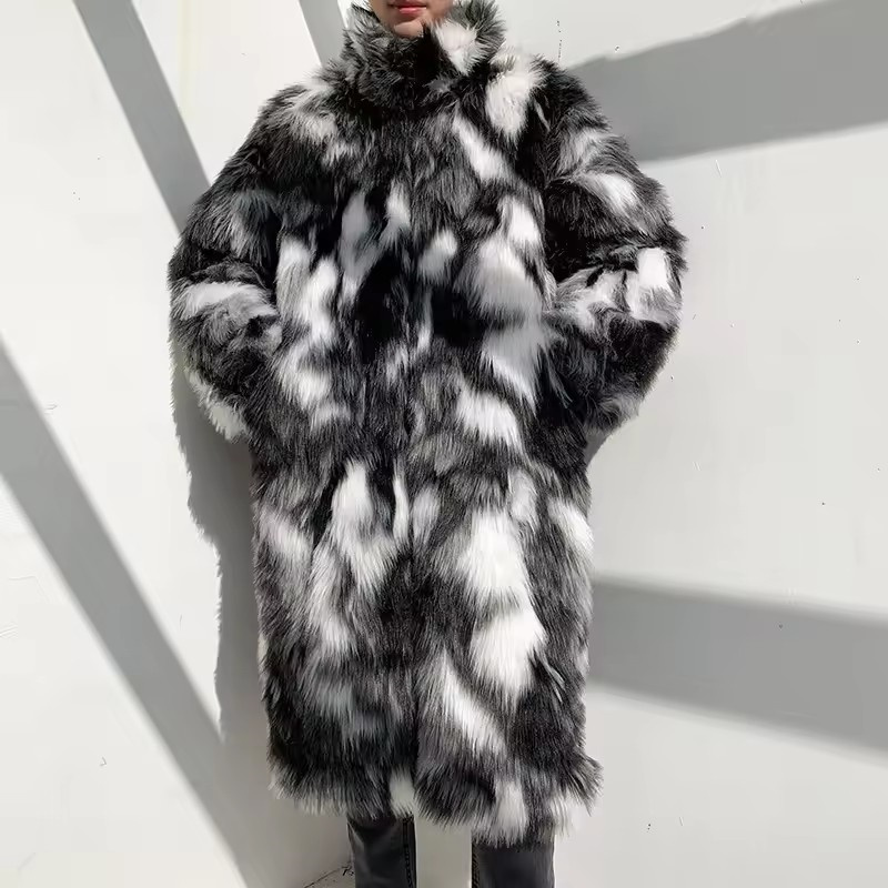 Winter Hip Hop Long Faux Fur C – Street Fashion Korean Bewertung und Preis