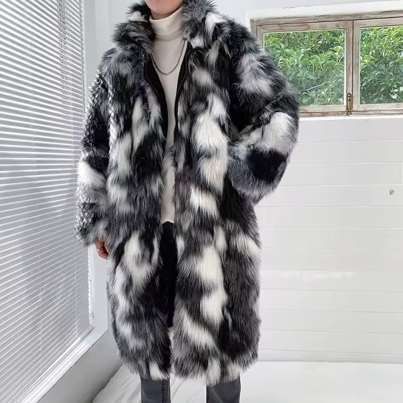 Winter Hip Hop Long Faux Fur C – Street Fashion Korean Bewertung und Preis