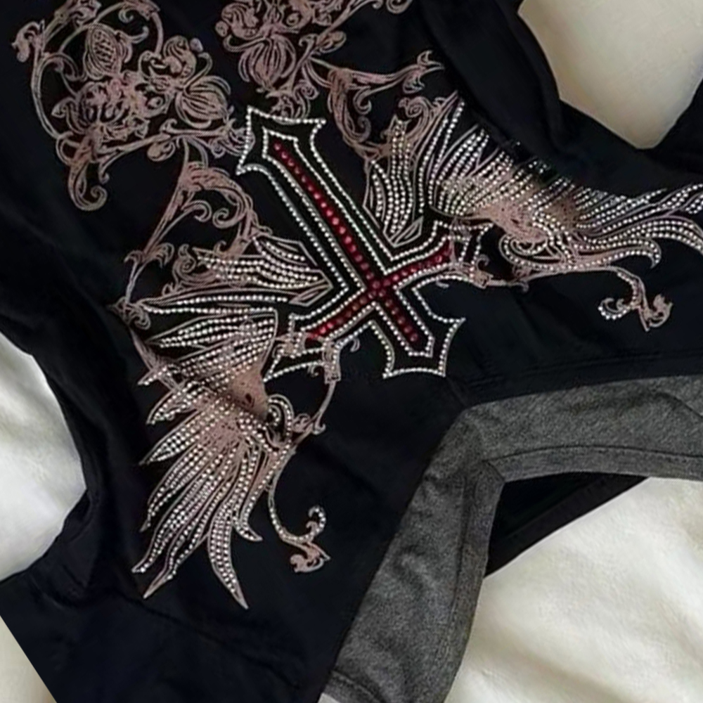 Y2K 90S Black Fake Two-Piece B – Street Fashion China Girl Bewertung und Preis