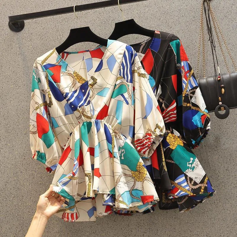 Geometric Printing Chiffon Hig – Korean Street Fashion Female Bewertung und Preis