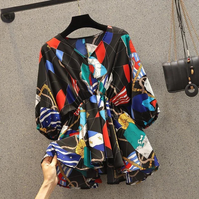 Geometric Printing Chiffon Hig – Korean Street Fashion Female Bewertung und Preis