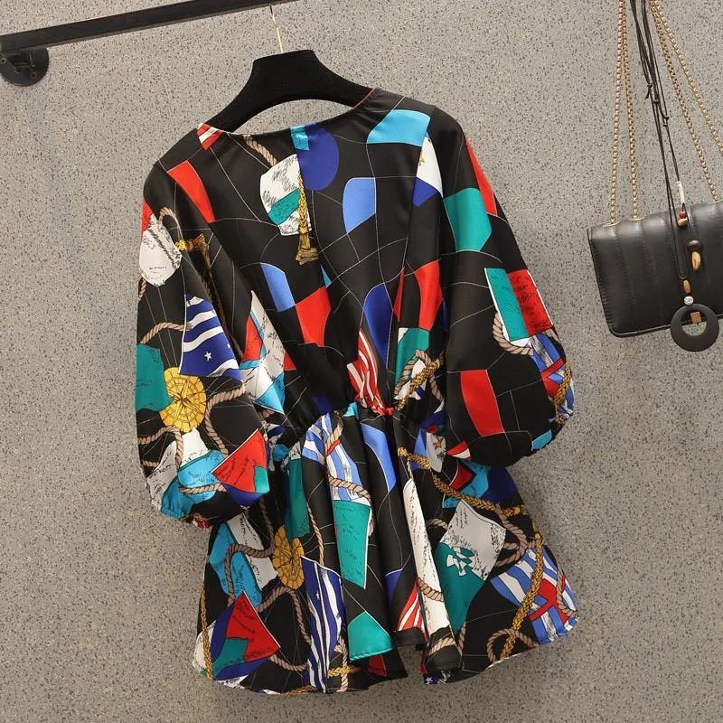 Geometric Printing Chiffon Hig – Korean Street Fashion Female Bewertung und Preis