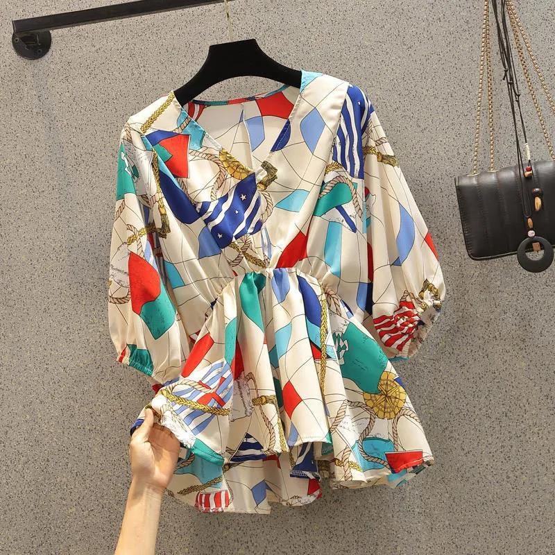 Geometric Printing Chiffon Hig – Korean Street Fashion Female Bewertung und Preis