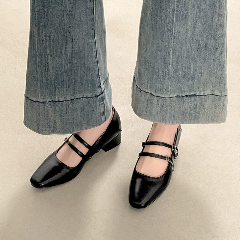 Square Toe Low Heel Women Silv – Street Fashion Lady Bewertung und Preis