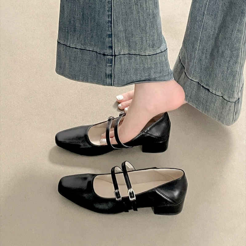 Square Toe Low Heel Women Silv – Street Fashion Lady Bewertung und Preis