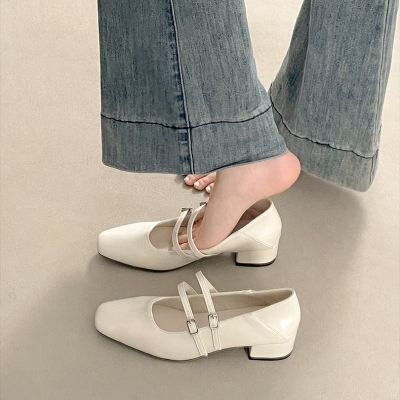 Square Toe Low Heel Women Silv – Street Fashion Lady Bewertung und Preis