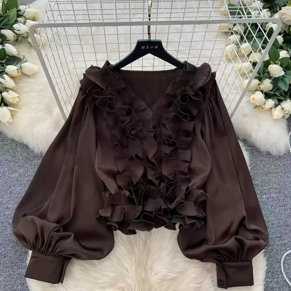 Chic V-neck Vintage Long Lante – Street Fashion Korean Bewertung und Preis
